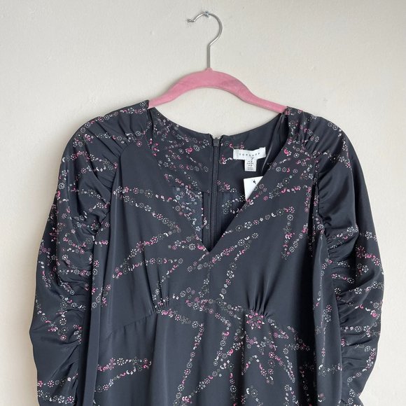 Topshop / Black Long Sleeve Star Mini Dress - Picture 3 of 12